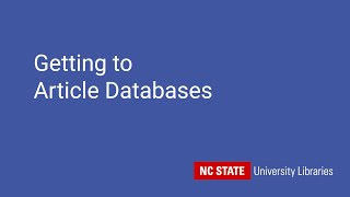 Getting to Article Databases | NC State Libraries