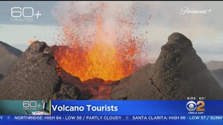 Icelandic Volcano Drawing Tourists, Scientists