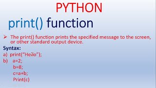Print() Function in Python or Output Statement in Python in Hindi 07