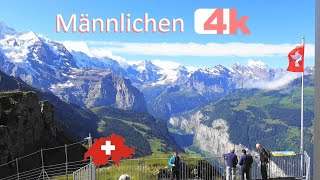 SWITZERLAND - Männlichen - WENGEN - LAUTERBRUNNEN - Walking Tour beautiful villages - hermosos - 4k