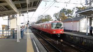 名鉄常滑線　大野町駅1番ホームに6500系普通が到着\u0026発車