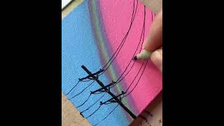 🌈 Rainbow    Easy Mini Canvas Painting #14   1 minute Painting Demo   Satisfying Video
