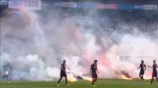 Ajax fans throw lots of pyro on the pitch 20.04.2014