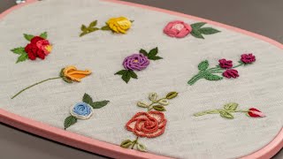 10 Roses - How to embroider flowers by Hand