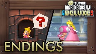 All Endings & Peach Reactons in New Super Mario Bros. U Deluxe