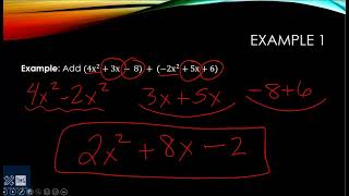 Add Polynomials - Horizontal Method