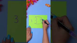 🎨How to DRAW a FISH Using Number 3! #shorts #funny