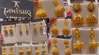 Tanishq Gold Earring \u0026 Jhumka Design with weight and price |Light weight Gold jhumka earring|jhumki