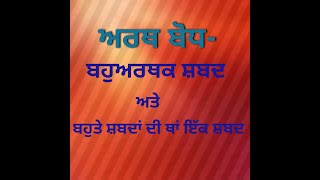 ਅਰਥ ਬੋਧ -- ਬਹੁਅਰਥੀ ਸ਼ਬਦ ਅਤੇ ਬਹੁਤੇ ਸ਼ਬਦਾ ਦੀ ਥਾ  ਇਕ ਸ਼ਬਦ Learning Punjabi #11 Part-2