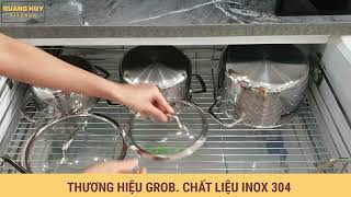 Giá xoong nồi inox 304 nan dẹt thương hiệu Grob bảo hành vĩnh viễn han gỉ