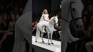 The cute girl riding a white horse is so beautiful #youtubeshorts #babyfashionista #baby #cute