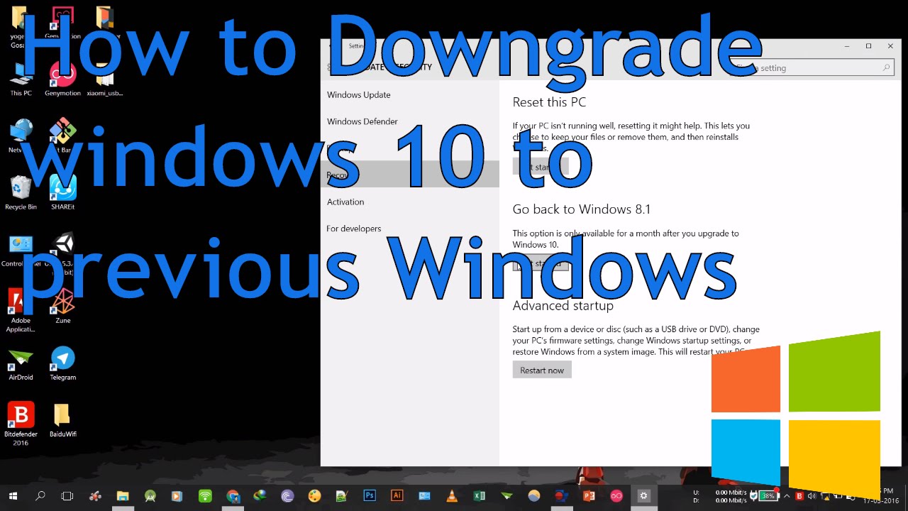 How To Downgrade Windows 10 To Previous Version Of Windows - YouTube