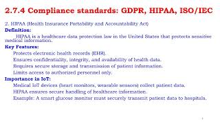 2_7_4 Compliance standards GDPR, HIPAA, ISO IEC