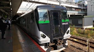 団9584M E257系 OM-52編成 日光集約臨 団体列車 小机行が3分遅れて立川駅6番線を通過するシーン