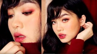 SOFT ROMANTIC HOLIDAYS MAKEUP + FAUX BANGS | Jessica Vu