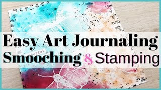 Easy art journaling Pixie Powder Smooching Background & Rubber Dance stamps