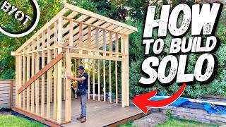 BUILDING A 12x12 LEAN TO SHED SOLO // Start To Finish (Part 1 of 2)