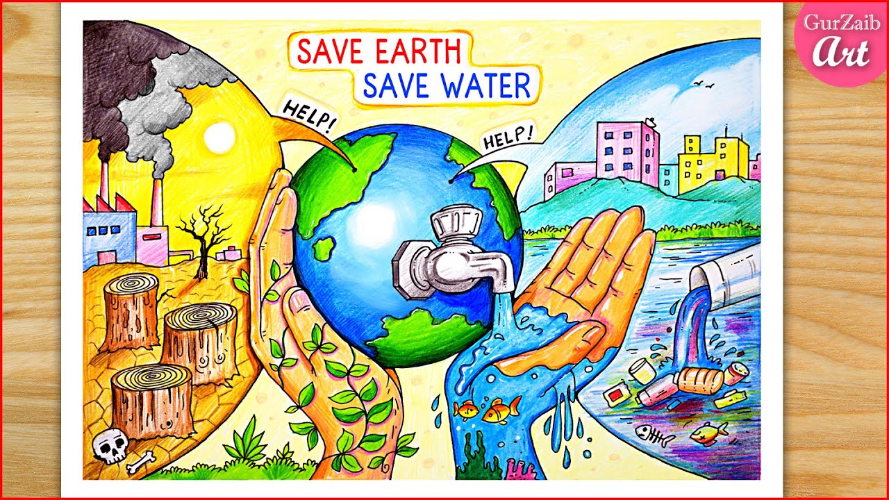 Poster On Save Water Save Water Poster Drawing Save How To Draw Save