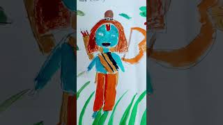 DIY| Easy Art| Ramnavami 2023| Ram Sita Drawing| Drawn by 5 years old| Memories #shorts #jayshreeram