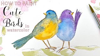 How to Paint Cute and Colorful Watercolor Birds   Quick and Simple real time Bird Tutorial