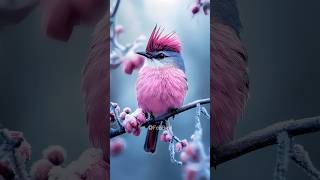 Vibrant Pink Bird Perched on Frosty Branch in Winter #shorts #birdlovers #birdsofafeather