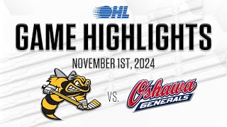 OHL Highlights: Sarnia Sting @ Oshawa Generals Nov. 1, 2024