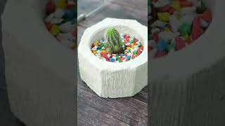 กระถางต้นไม้ diy จากปูนพลาสเตอร์ l DIY plant pots #Shorts