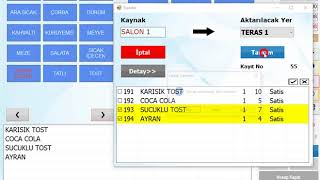 Sitozin Touch | Cafe Bar Restoran Adisyon Programı | Parçalı Masa Transfer