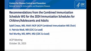 October 2023 ACIP Meeting - Combined Immunization Schedules