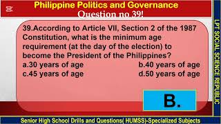 Philippine Politics and Governance Reviewer Questions Second Quarter (90 Items)Lesson 4- Lesson 7