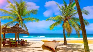 Beach Bossa Nova Cafe with Beautiful Tropical Beaches & Ocean Waves for Good Mood, Relaxation