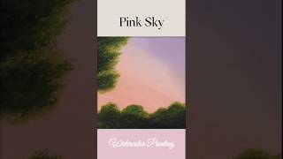 Easy Watercolor Painting | Pink Sky #painting #watercolor #easypainting #shorts