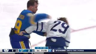 Pavel Buchnevich lays some HEAVY punches on Pontus Holmberg