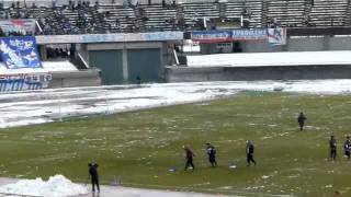 天皇杯 横浜Fマリノス VS 松本山雅 雪かき