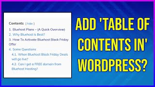 How To Add Table OF Contents In WordPress Blog In Hindi? | WordPress Me TOC Kaise Add Kre