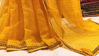 Super Net Fancy Saree Stone Work