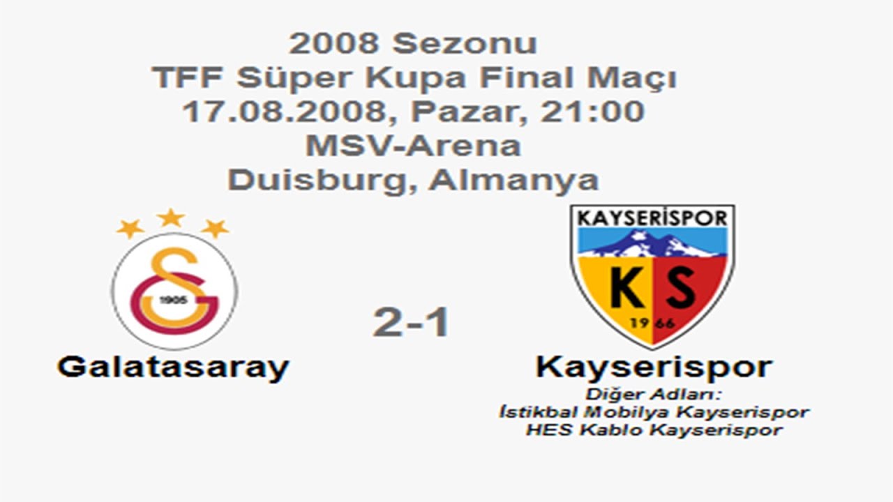 Galatasaray 2-1 Kayserispor [HD] 17.08.2008 - 2008 Turkish Super Cup ...