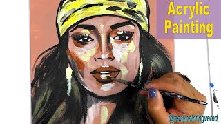 Abstract | Acrylic Painting | Portrait Painting | Lady with Head Scarf