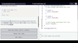 Lesson 70 | Basic JavaScript | Comparisons with the Logical Or Operator