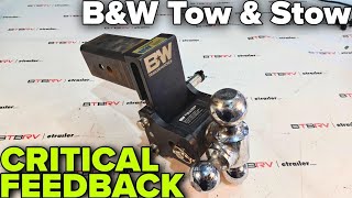 CRITICAL FEEDBACK! B\u0026W Tow and Stow Trailer Hitch. 21k Lbs Rated