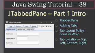 JTabbedPane and Its Settings | Part 1 Intro | Swing Tutorial #38