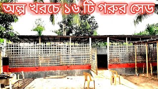 অল্প খরচে এক সারি বিশিষ্ট ১৬ গরুর সেড নির্মান | খরচ সহ সম্পূর্ণ তথ্য দেখুন | Priyo Krishi |