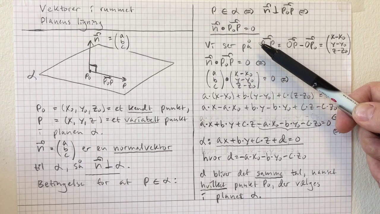 Vektorer 3 D, Planens Ligning - YouTube