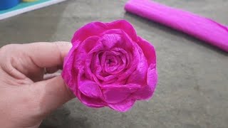 Como Fazer Rosa com Papel Crepom!!!Linda Rápida e Fácil de Fazer!!!