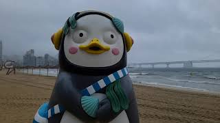 비오는날 광안리 비치 부산                Walking in the  rain Gwangalli Beach Busan, Korea