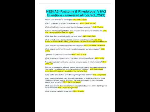 Answer HESI A2 Anatomy and Physiology V1 V2 Complete guide pdf