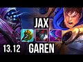 JAX vs GAREN (TOP) | 10/1/7, 1.9M mastery, 800+ games, Legendary | NA Master | 13.12