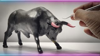 Clay Sculpting: Clay Bull Making From Polymer clay Tutorial | Clay Cow | Clay Animals | Diy Cow Clay