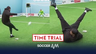 Chunkz hilariously slips over during Soccer AM Pro AM Time Trial 🤣| With Fara Williams