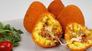 اطعم كرات الأرز الايطاليه باللحمه و امكانيه اعاده تدوير الارز البايت😋how to make italian arancini